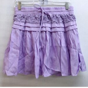 Mustard Seed Lavender Purple Crochet Lace Mini Skirt Boho NWT S / #26224